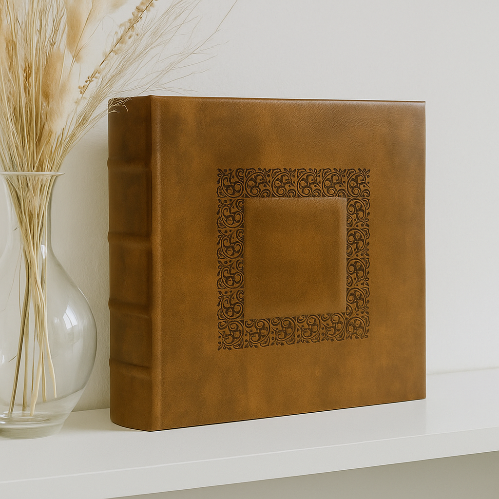 Album foto 10 x 15 cm, capacitate 200 poze, coperta decorativa, piele ecologica, maro deschis - imagine 7
